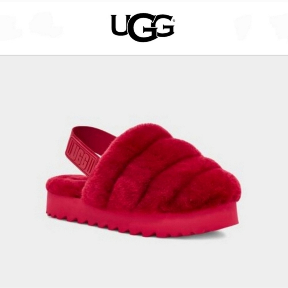 UGG Super Fluff Slipper Ribbon Red - Picture 2 of 16